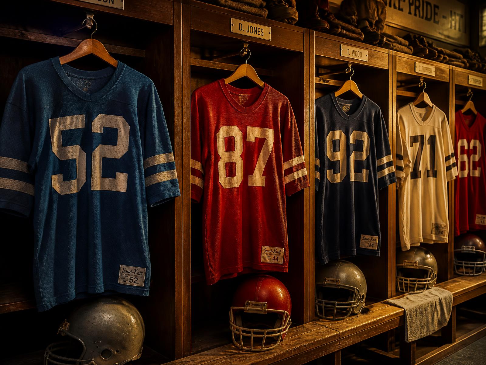 Retro football jerseys from legendary seasons